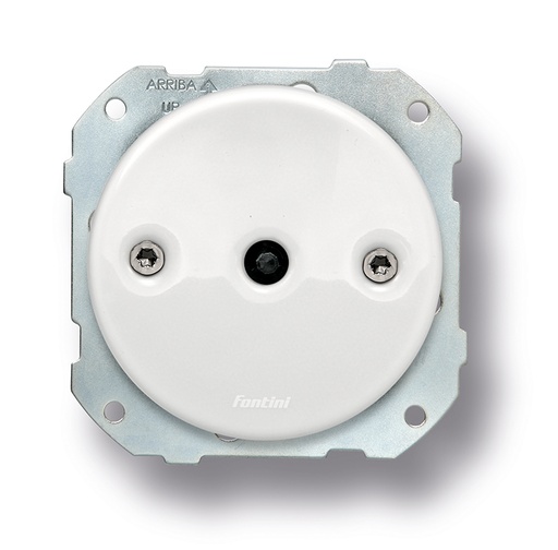 [34.344.12.1] DO inbouw dubbele draai/drukknop 10A/250V porselein wit, schroeven zwart vernikkeld