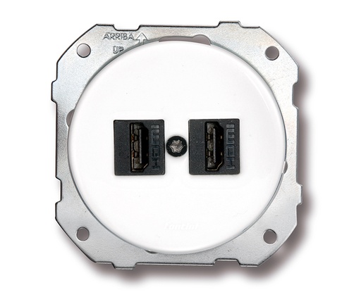 [34.726.17.2] DO installation encastrée double prise HDMI en porcelaine blanche