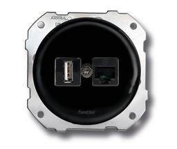[34.719.27.2] DO fitting installation double socket USB A + RJ45 CAT6 porcelain black
