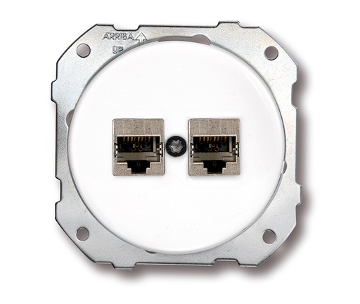 [34.761.17.2] DO installation encastrée double prise RJ45 CAT6A en porcelaine blanche