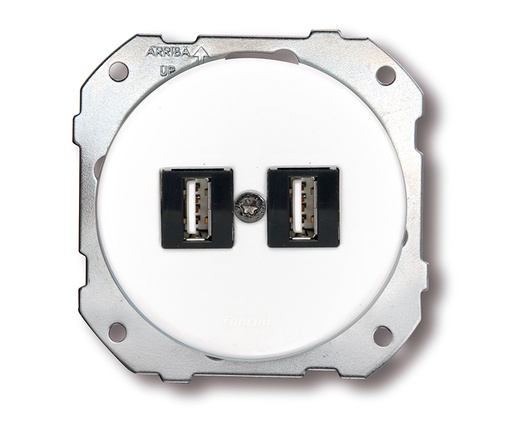 [34.729.17.2] DO inbouw dubbeleaansluitpoort USB A porselein wit