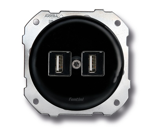 [34.729.27.2] DO installation encastrée double prise USB en porcelaine noire