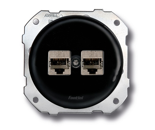 [34.761.27.2] DO installation encastrée double prise RJ45 CAT6A en porcelaine noire