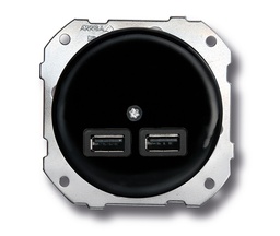[34.765.27.2] DO inbouw dubbele USB-lader 5V 2,6A porselein zwart