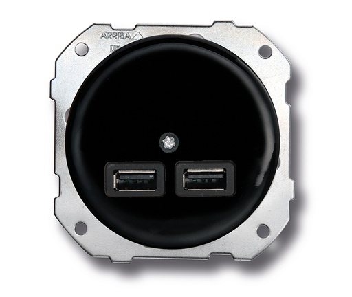 [34.765.27.2] DO installation encastrée chargeur double USB 5V 2,6A en porcelaine noire