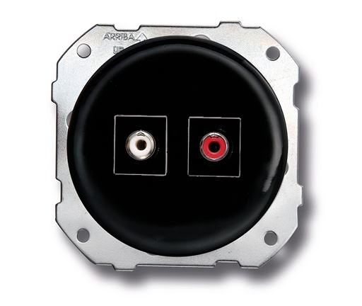 [34.907.27.2] DO installation encastrée prise RCA audio en porcelaine noire