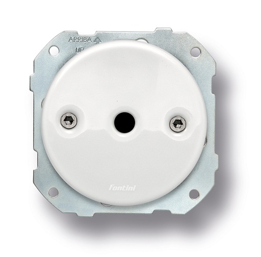 [34.927.12.2] DO inbouw kabeluitgang diameter 8mm porselein wit, schroeven zwart vernikkeld