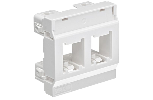 [FRN 832240] Montageplaat 45x45, 2x1-poort Cat.6A, pure white (RAL 9010)