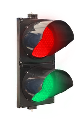 [VL279] Feu de signalisation LED │ 12-24V DC │ rouge/vert │ boîtier noir │ lentilles claires │ ø 200mm