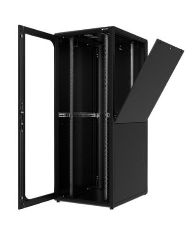 [19-SR-42-80100-GB/B] Datacenter rack | 800x1000x2000 | 42U | glazen voordeur en blinde achterdeur | zwart