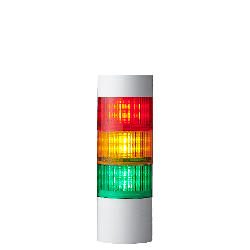 [LR10-3M2WJBW-RYG] LED signaaltoren LR10 │ Ø100mm │ 100-240V AC │ rood/geel/groen | zoemer | kabelaansluiting