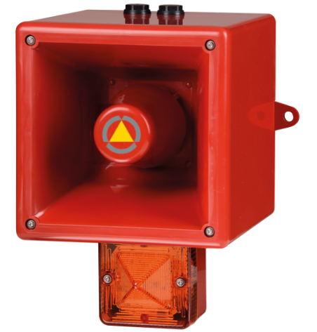 [SVL230AR2] Alarm horn voice sounder │ radio │ orange LED beacon │ 230V AC | red