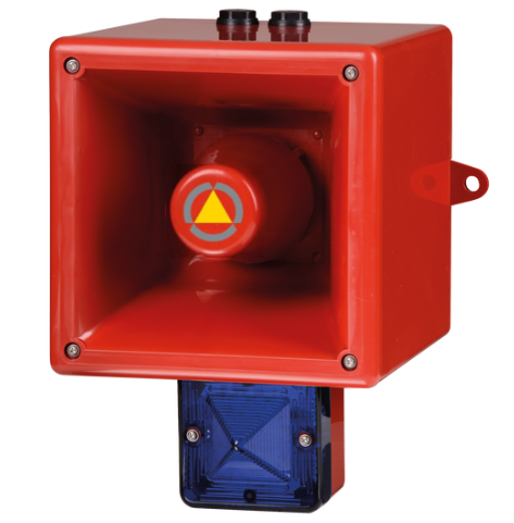 [SVL230AR4] Avertisseur vocal & multi-tons │ radio │ balise bleu LED │ 230V AC  │ rouge