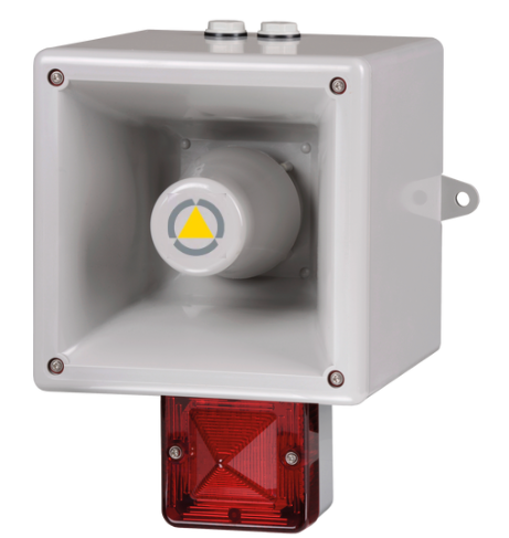 [SVL230AG3] Alarm horn voice sounder │ radio │ red LED beacon │ 230V AC | grey