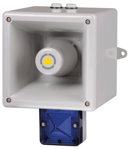 [SVL230AG4] Avertisseur vocal & multi-tons │ radio │ balise bleu LED │ 230V AC  │ gris